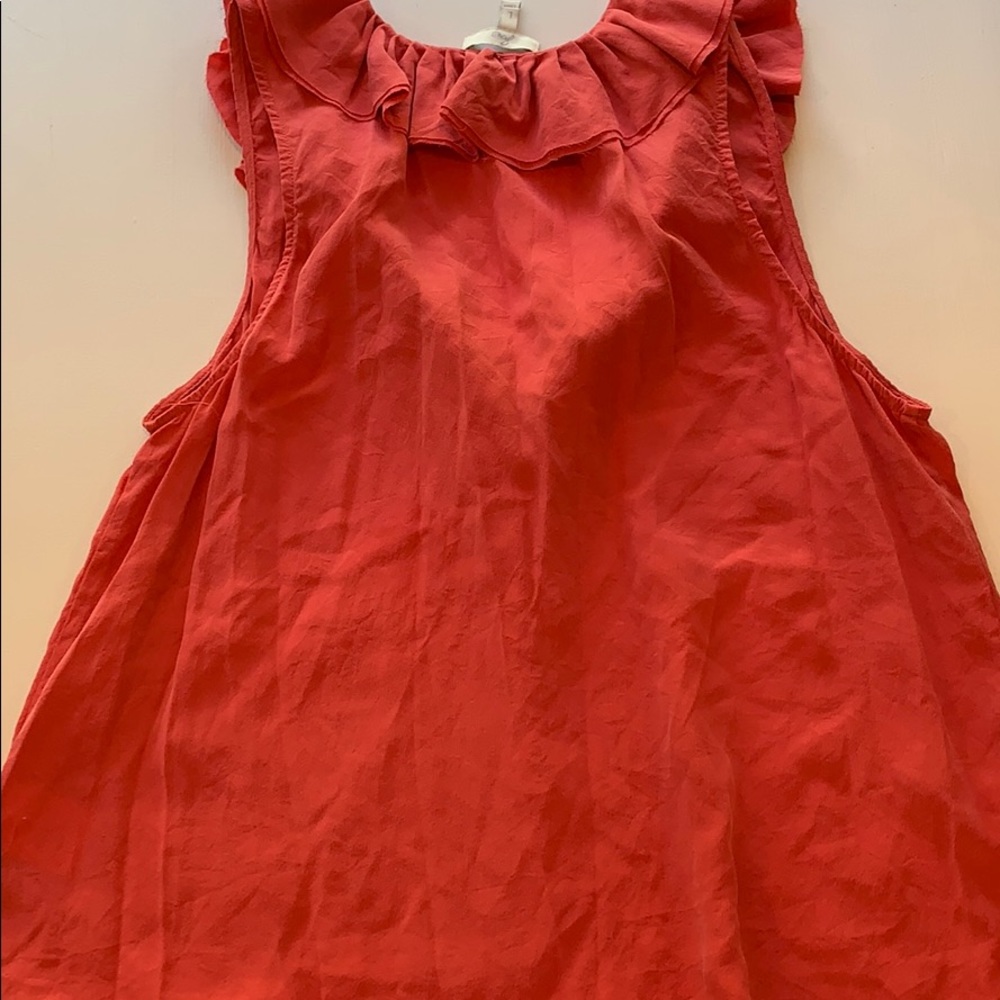 Joie salmon silk blouse ruffle large - Picture 6 of 6